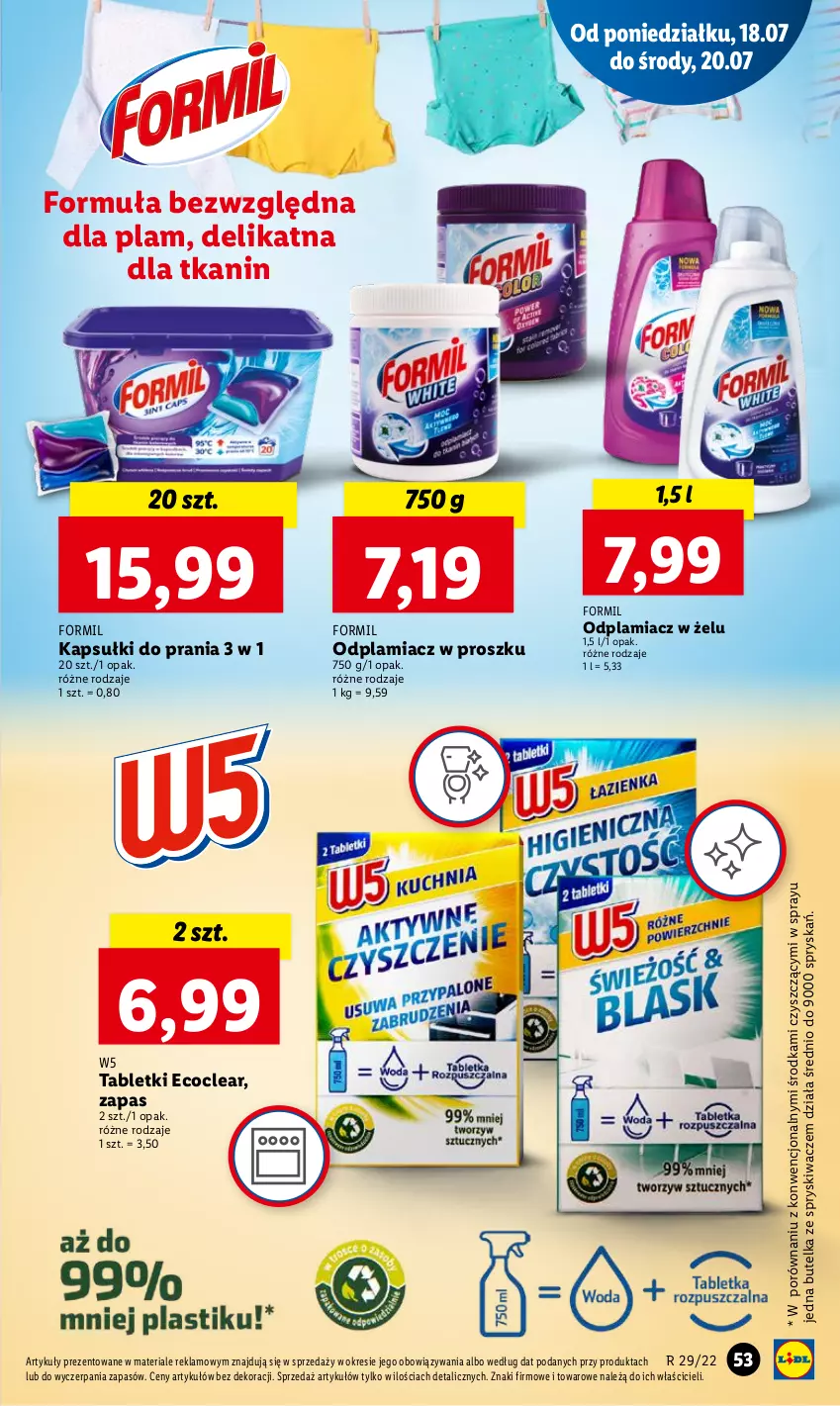 Gazetka promocyjna Lidl - GAZETKA - ważna 18.07 do 20.07.2022 - strona 53 - produkty: Butelka ze spryskiwaczem, Kapsułki do prania, Odplamiacz, Por, Tablet