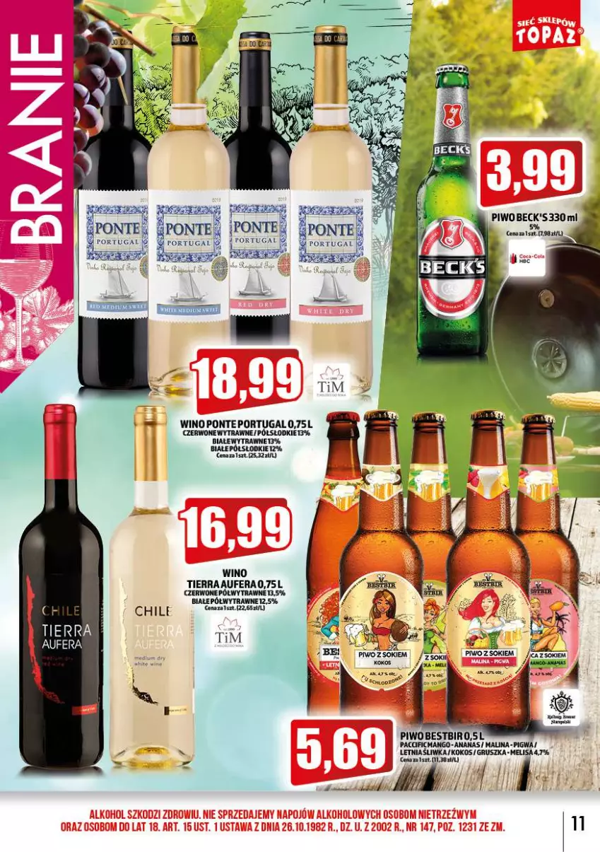 Gazetka promocyjna Topaz - Gazetka - ważna 02.05 do 31.05.2023 - strona 11 - produkty: Ananas, Cif, Mango, Piwo, Por, Wino