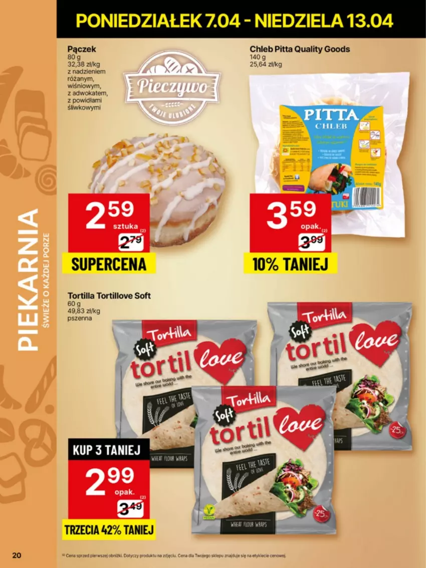 Gazetka promocyjna Delikatesy Centrum - NOWA GAZETKA Delikatesy Centrum od 7 kwietnia! 7-13.04.2025 - ważna 07.04 do 13.04.2025 - strona 20 - produkty: Chleb, Pączek, Róża, Tortilla