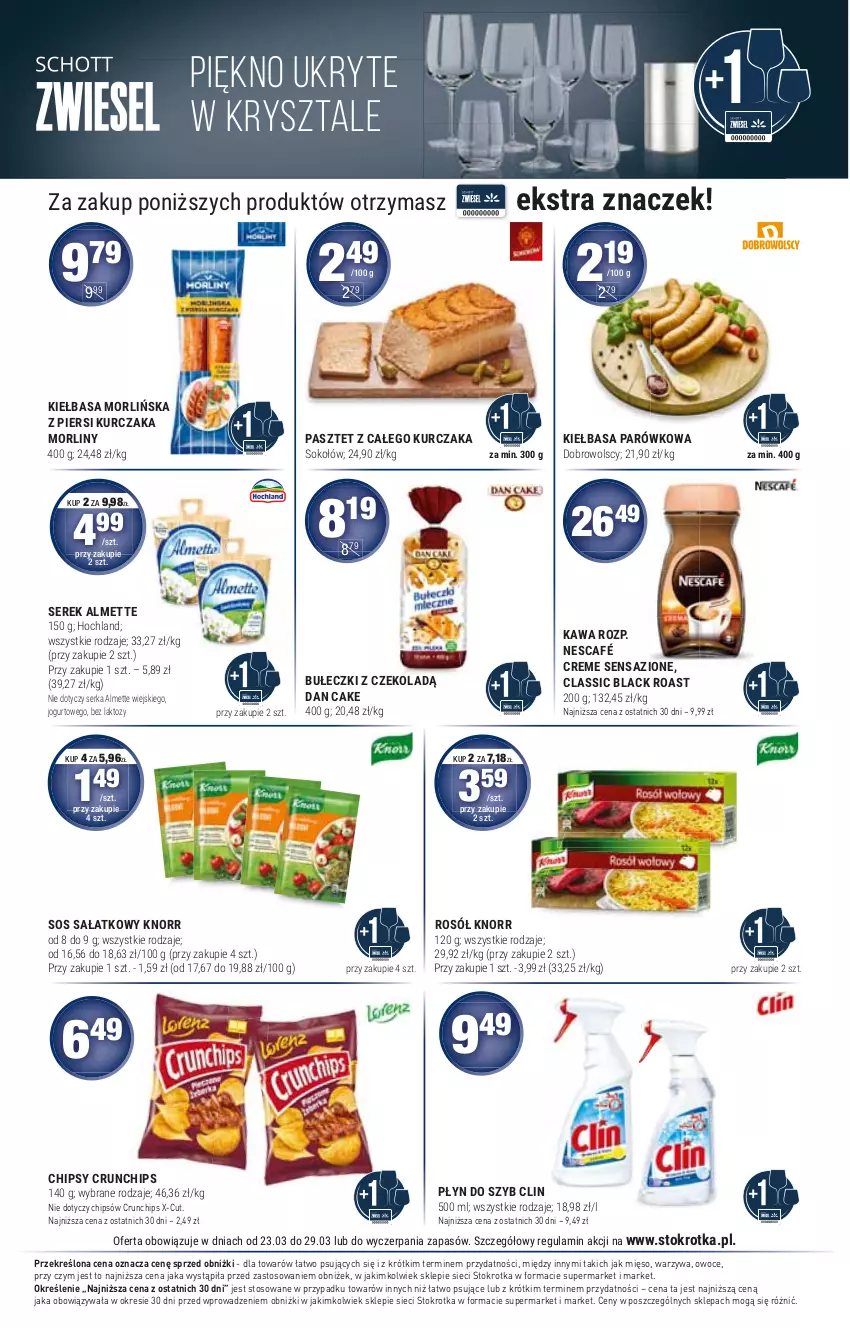 Gazetka promocyjna Stokrotka - Market - ważna 23.03 do 29.03.2023 - strona 14 - produkty: Almette, Crunchips, Hochland, Jogurt, Mięso, Owoce, Ser, Serek, Warzywa