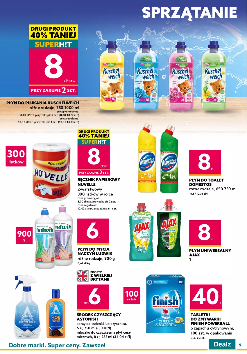 Gazetka promocyjna Dealz - WIELKIE OTWARCIE 15.12.2022 🥳Vendo Park, Mielec - ważna 15.12 do 27.12.2022 - strona 9 - produkty: Ajax, Aquafresh, Chusteczki, Do mycia naczyń, Domestos, Finish, Gillette, Ludwik, Mleczko, Mydło, Mydło w płynie, Nivea, Olej, Palmolive, Papier, Pasta do zębów, Pianka do golenia, Płyn do mycia, Płyn do mycia naczyń, Płyn do płukania, Ręcznik, Sprzątanie, Szampon, Tablet, Tabletki do zmywarki, Zmywarki