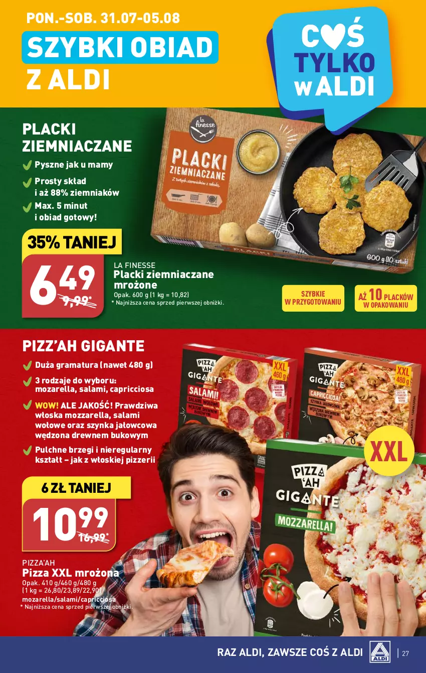 Gazetka promocyjna Aldi - Pełna oferta - ważna 31.07 do 05.08.2023 - strona 27 - produkty: Gra, Lack, Mozzarella, Pizza, Rama, Salami, Szynka