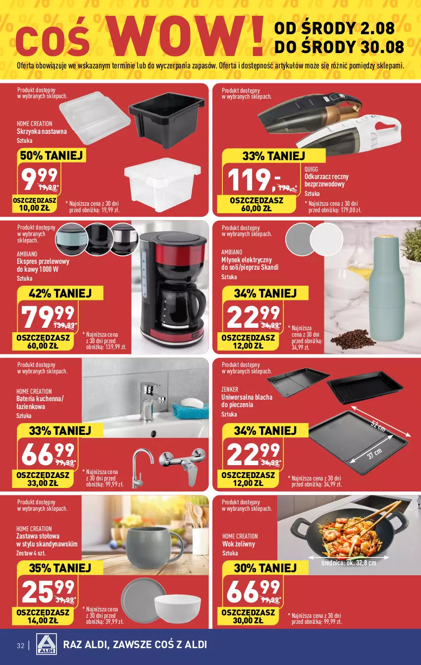 Gazetka promocyjna Aldi - Pełna oferta - ważna 31.07 do 05.08.2023 - strona 32 - produkty: Bateria, Bateria kuchenna, Blacha do pieczenia, Ekspres przelewowy, Młynek, Odkurzacz, Piec, Pieprz