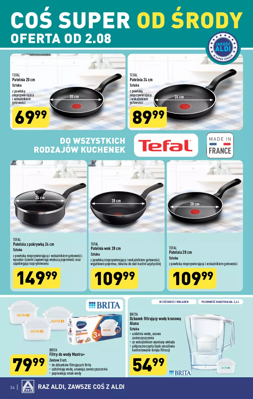 Gazetka promocyjna Aldi - Pełna oferta - ważna 31.07 do 05.08.2023 - strona 34 - produkty: Brit, Brita, Dzbanek, Dzbanek filtrujący, Fa, Patelnia, Sok, Tefal