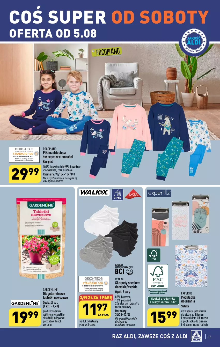 Gazetka promocyjna Aldi - Pełna oferta - ważna 31.07 do 05.08.2023 - strona 35 - produkty: Dzieci, Karp, Piżama, Pocopiano, Podkład, Podkładka, Tablet, Wełna