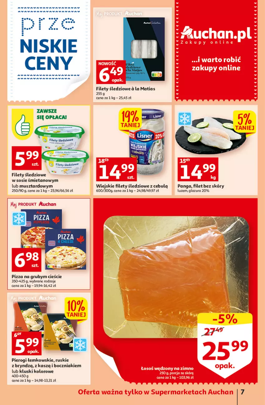 Gazetka promocyjna Auchan - Gazetka przeNISKIE CENY – przeKorzyści z markami Auchan Supermarkety - ważna 29.09 do 05.10.2022 - strona 7 - produkty: Boczniak, Glazura, Lazur, Mus, Panga, Pierogi, Pizza, Sos