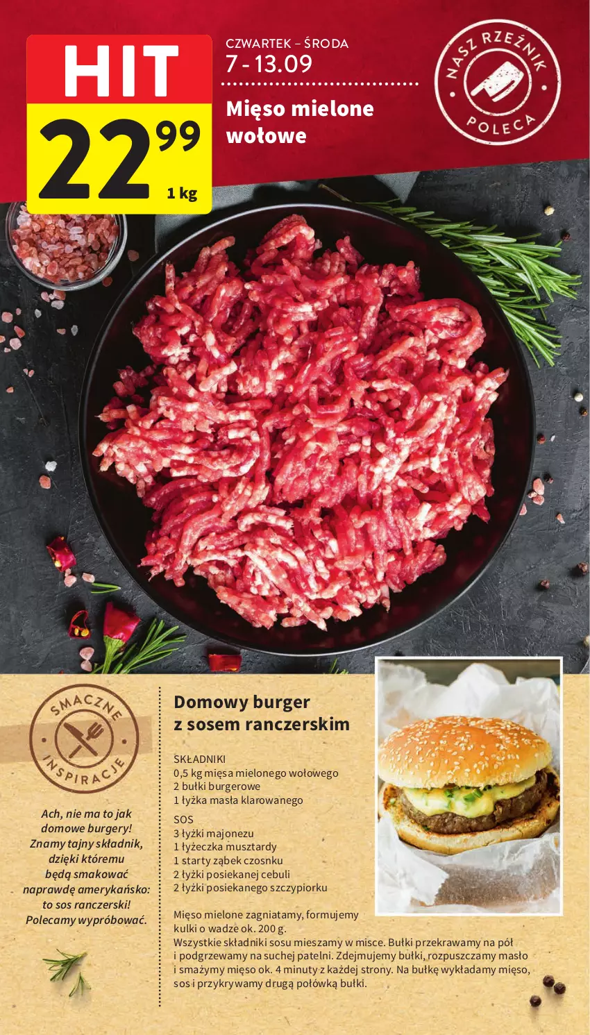 Gazetka promocyjna Intermarche - Gazetka Intermarche - ważna 07.09 do 13.09.2023 - strona 12 - produkty: Burger, Majonez, Masło, Mięso, Mięso mielone, Mus, Nuty, Sos