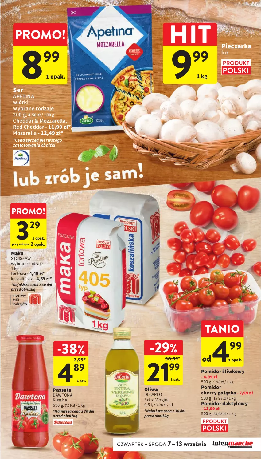 Gazetka promocyjna Intermarche - Gazetka Intermarche - ważna 07.09 do 13.09.2023 - strona 19 - produkty: Cheddar, Dawtona, Gin, Kosz, Mąka, Mozzarella, Piec, Pieczarka, Rust, Ser, Szal