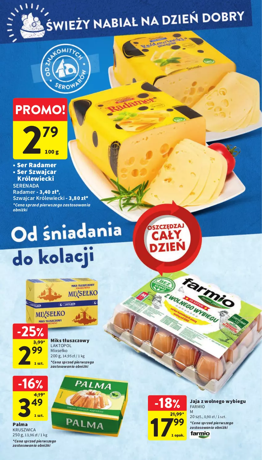 Gazetka promocyjna Intermarche - Gazetka Intermarche - ważna 07.09 do 13.09.2023 - strona 20 - produkty: Fa, Jaja, Jaja z wolnego wybiegu, Miks tłuszczowy, Palma, Radamer, Ser, Top