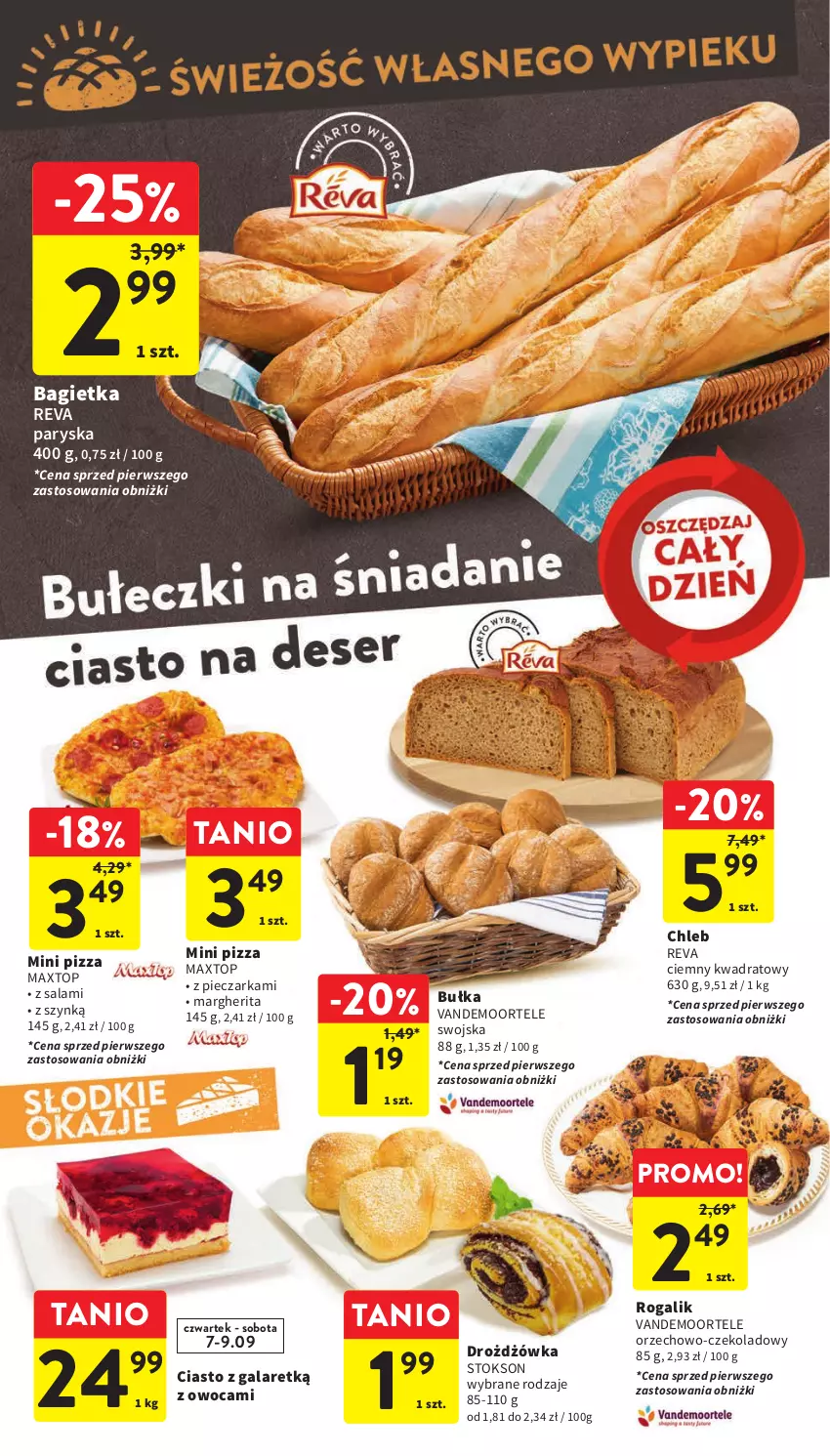 Gazetka promocyjna Intermarche - Gazetka Intermarche - ważna 07.09 do 13.09.2023 - strona 22 - produkty: Bagietka, Bułka, Chleb, Ciasto z galaretką, Gala, Piec, Pieczarka, Pizza, Rogal, Salami, Top