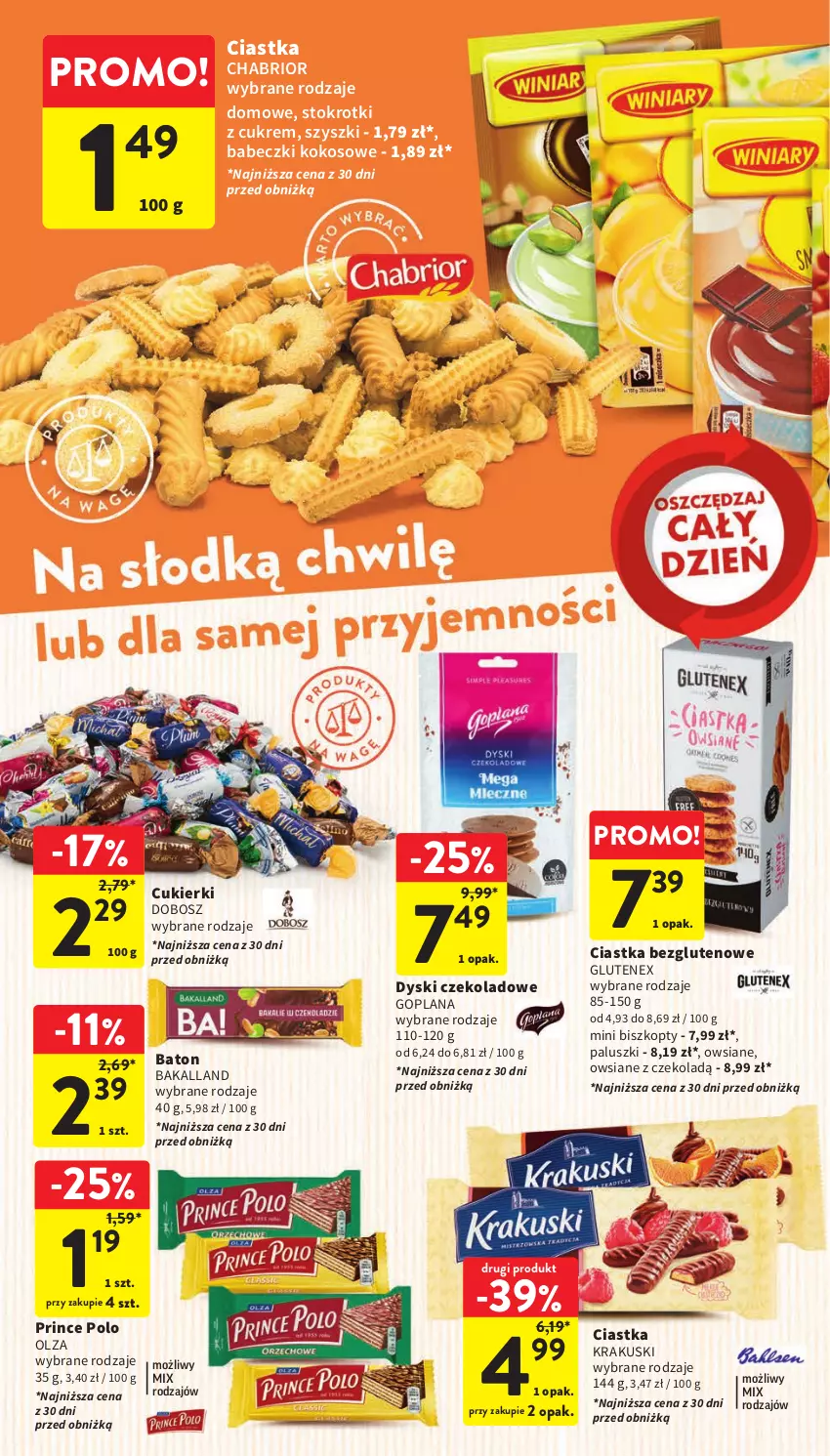 Gazetka promocyjna Intermarche - Gazetka Intermarche - ważna 07.09 do 13.09.2023 - strona 24 - produkty: Babeczki, Bakalland, Baton, Biszkopty, Chabrior, Ciastka, Cukier, Cukierki, Goplana, Kokos, Krakus, Krakuski, LANA, Prince Polo, Tenex