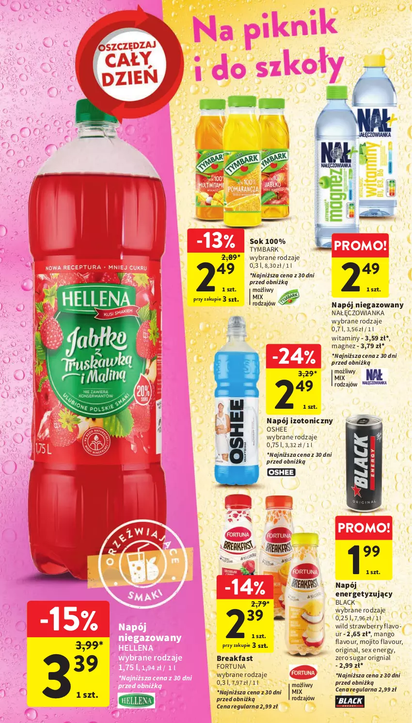 Gazetka promocyjna Intermarche - Gazetka Intermarche - ważna 07.09 do 13.09.2023 - strona 30 - produkty: Fa, Fortuna, Gin, Hellena, Lack, Magnez, Mango, Nałęczowianka, Napój, Napój izotoniczny, Napój niegazowany, Oshee, Sok, Tymbark