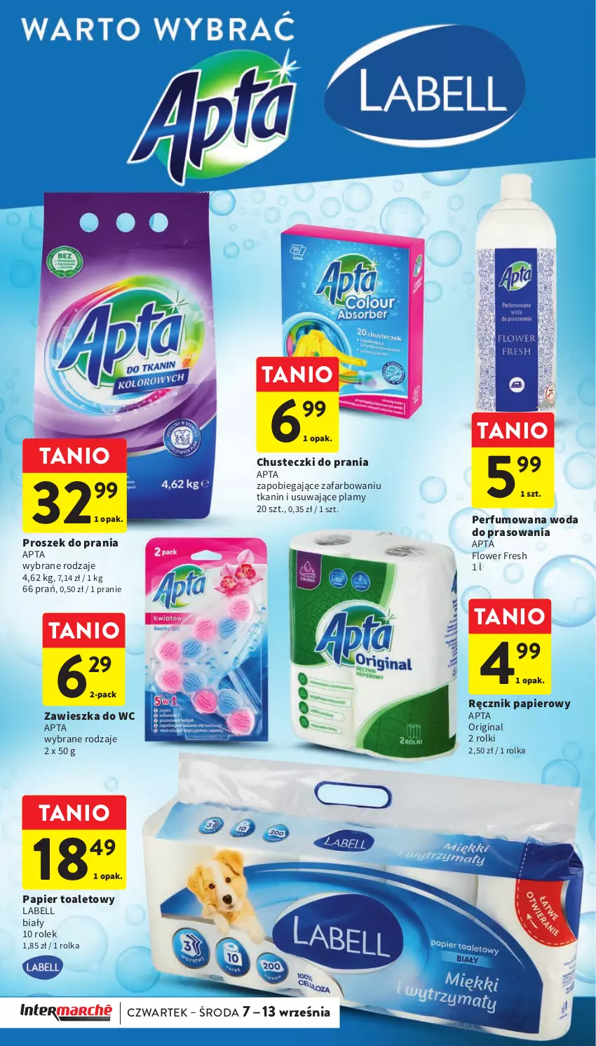 Gazetka promocyjna Intermarche - Gazetka Intermarche - ważna 07.09 do 13.09.2023 - strona 34 - produkty: Bell, Chusteczki, Chusteczki do prania, Fa, Gin, Papier, Papier toaletowy, Perfum, Proszek do prania, Ręcznik, Rolki, Woda, Zawieszka do wc