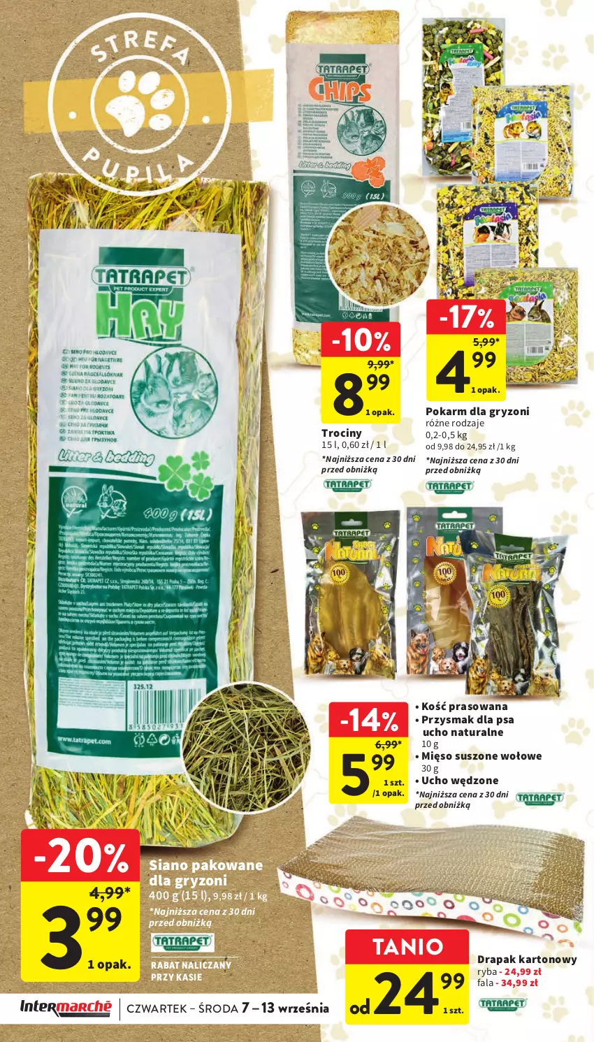 Gazetka promocyjna Intermarche - Gazetka Intermarche - ważna 07.09 do 13.09.2023 - strona 36 - produkty: Drapak, Fa, Gry, Mięso, Pokarm dla gryzoni, Przysmak dla psa, Ryba