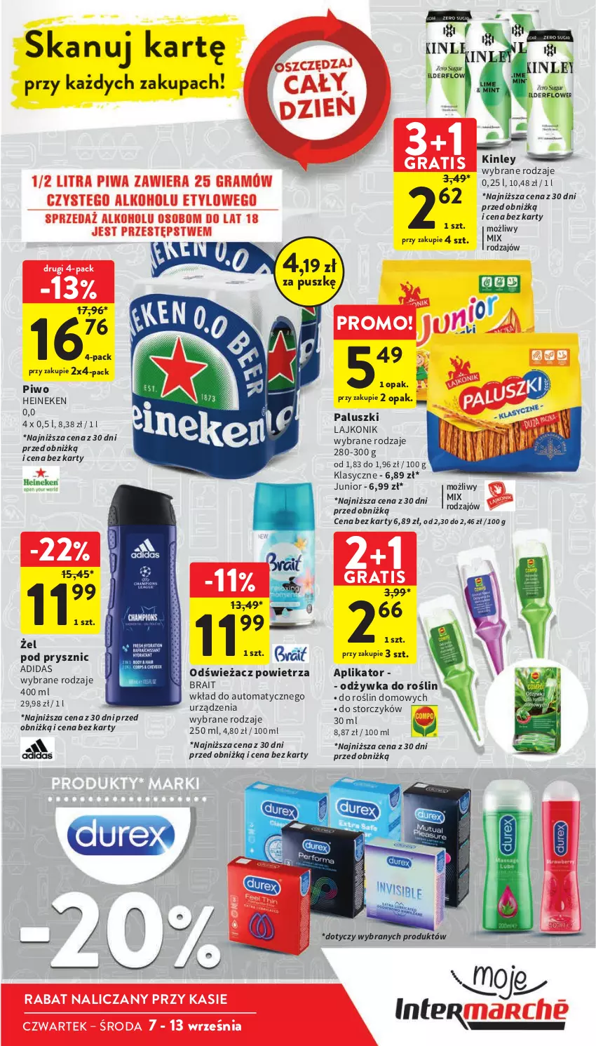 Gazetka promocyjna Intermarche - Gazetka Intermarche - ważna 07.09 do 13.09.2023 - strona 5 - produkty: Adidas, Gra, Heineken, Lajkonik, Odświeżacz powietrza, Odżywka, Piwo, Storczyk