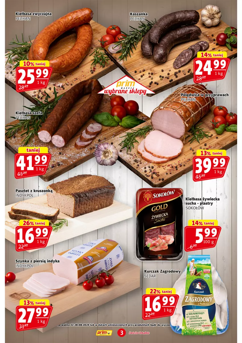 Gazetka promocyjna Prim Market - ważna 22.08 do 28.08.2024 - strona 3 - produkty: Kasza, Kiełbasa, Pasztet, Sok, Sokołów, STP, Szynka