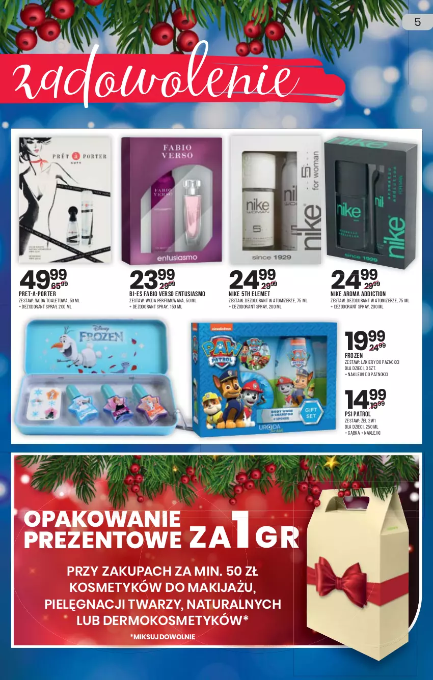 Gazetka promocyjna Drogerie Natura - Gazetka Drogerie Natura - ważna 02.12 do 15.12.2021 - strona 5 - produkty: Dezodorant, Dzieci, Fa, Frozen, Klej, Lakier, Nike, Perfum, Por, Psi Patrol, Woda, Woda perfumowana, Woda toaletowa