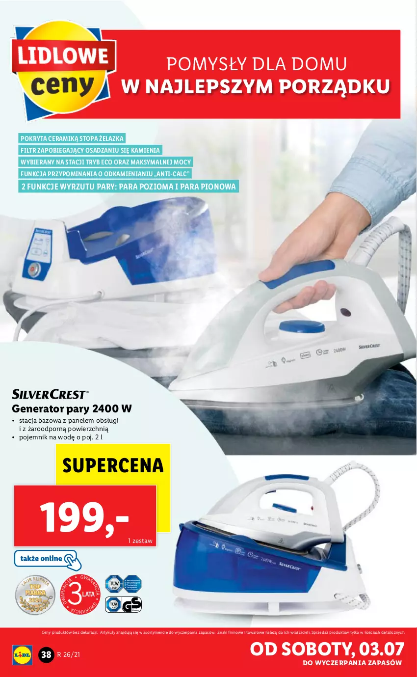 Gazetka promocyjna Lidl - GAZETKA - ważna 28.06 do 03.07.2021 - strona 38 - produkty: Generator pary, Pojemnik, Por, Top