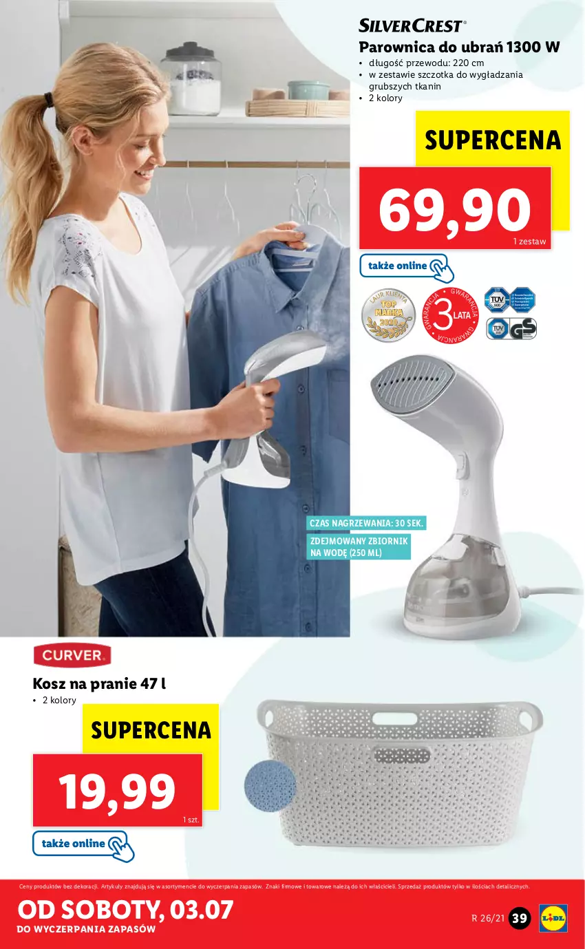 Gazetka promocyjna Lidl - GAZETKA - ważna 28.06 do 03.07.2021 - strona 39 - produkty: Kosz, Parownica, Szczotka