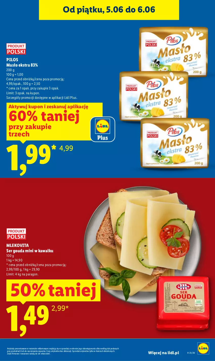 Gazetka promocyjna Lidl - Gazetka ważna od 5.06 do 6.06 - ważna 05.06 do 06.06.2026 - strona 3 - produkty: Gouda, Kawa, Masło, Mleko, Mlekovita, Pilos, Ser