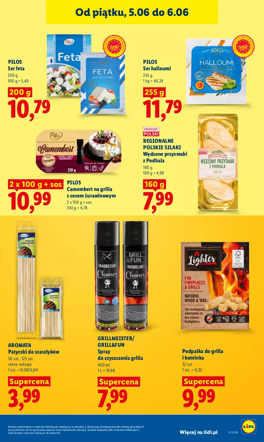 Gazetka promocyjna Lidl - Gazetka ważna od 5.06 do 6.06 - ważna 05.06 do 06.06.2026 - strona 47 - produkty: Camembert, Feta, Grill, Inka, Pilos, Przysmaki, Ser, Sos, Spray do czyszczenia, Wino