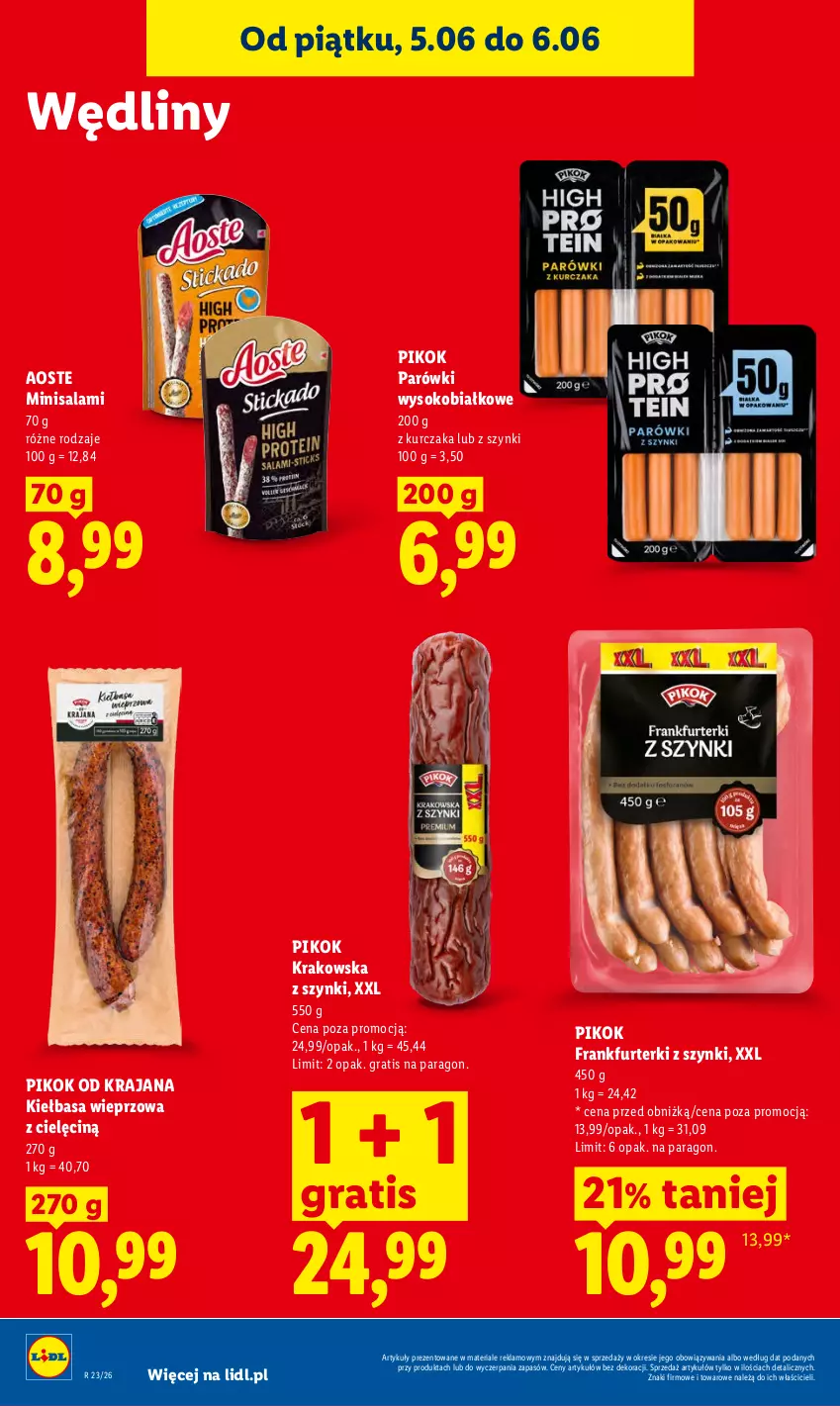 Gazetka promocyjna Lidl - Gazetka ważna od 5.06 do 6.06 - ważna 05.06 do 06.06.2026 - strona 60 - produkty: Frankfurterki, Gra, Kiełbasa, Kurczak, Parówki, PIKOK, Salami, Sok