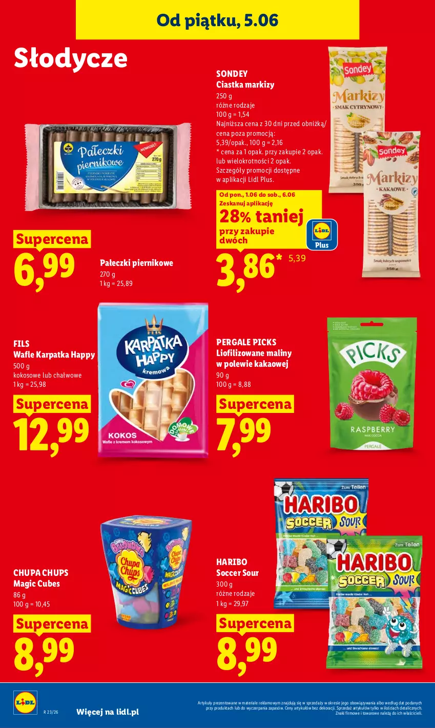 Gazetka promocyjna Lidl - Gazetka ważna od 5.06 do 6.06 - ważna 05.06 do 06.06.2026 - strona 76 - produkty: Chupa Chups, Ciastka, Haribo, Kakao, Karp, Kokos, Maliny, Piernik, Wafle
