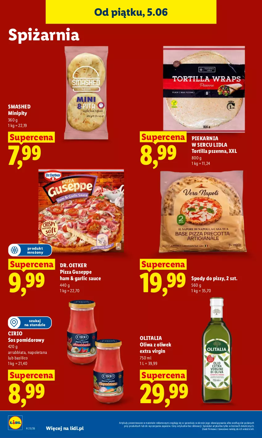 Gazetka promocyjna Lidl - Gazetka ważna od 5.06 do 6.06 - ważna 05.06 do 06.06.2026 - strona 80 - produkty: Dr. Oetker, Gin, Oliwa z oliwek, Pizza, Ser, Sos, Sos pomidorowy, Tortilla