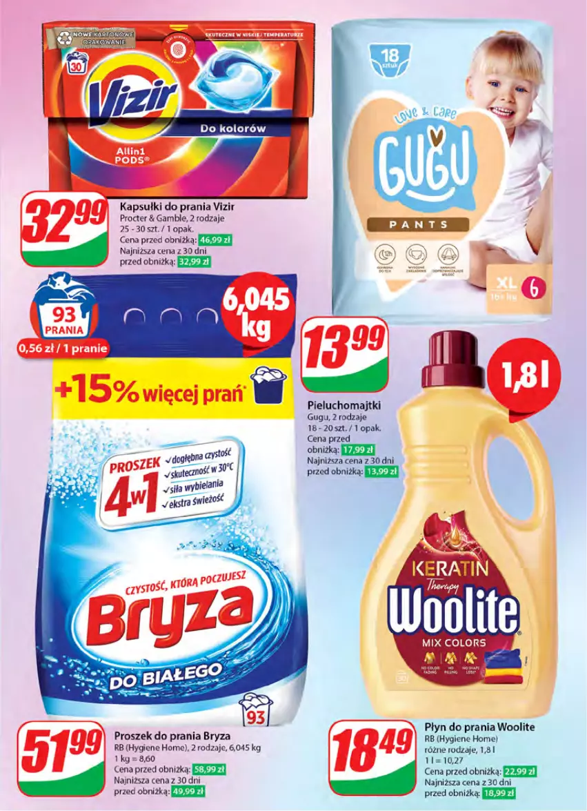 Gazetka promocyjna Dino - Gazetka 40 / 2024 - ważna 02.10 do 08.10.2024 - strona 65 - produkty: Bryza, Kapsułki do prania, Majtki, Pieluchomajtki, Płyn do prania, Proszek do prania, Vizir, Woolite