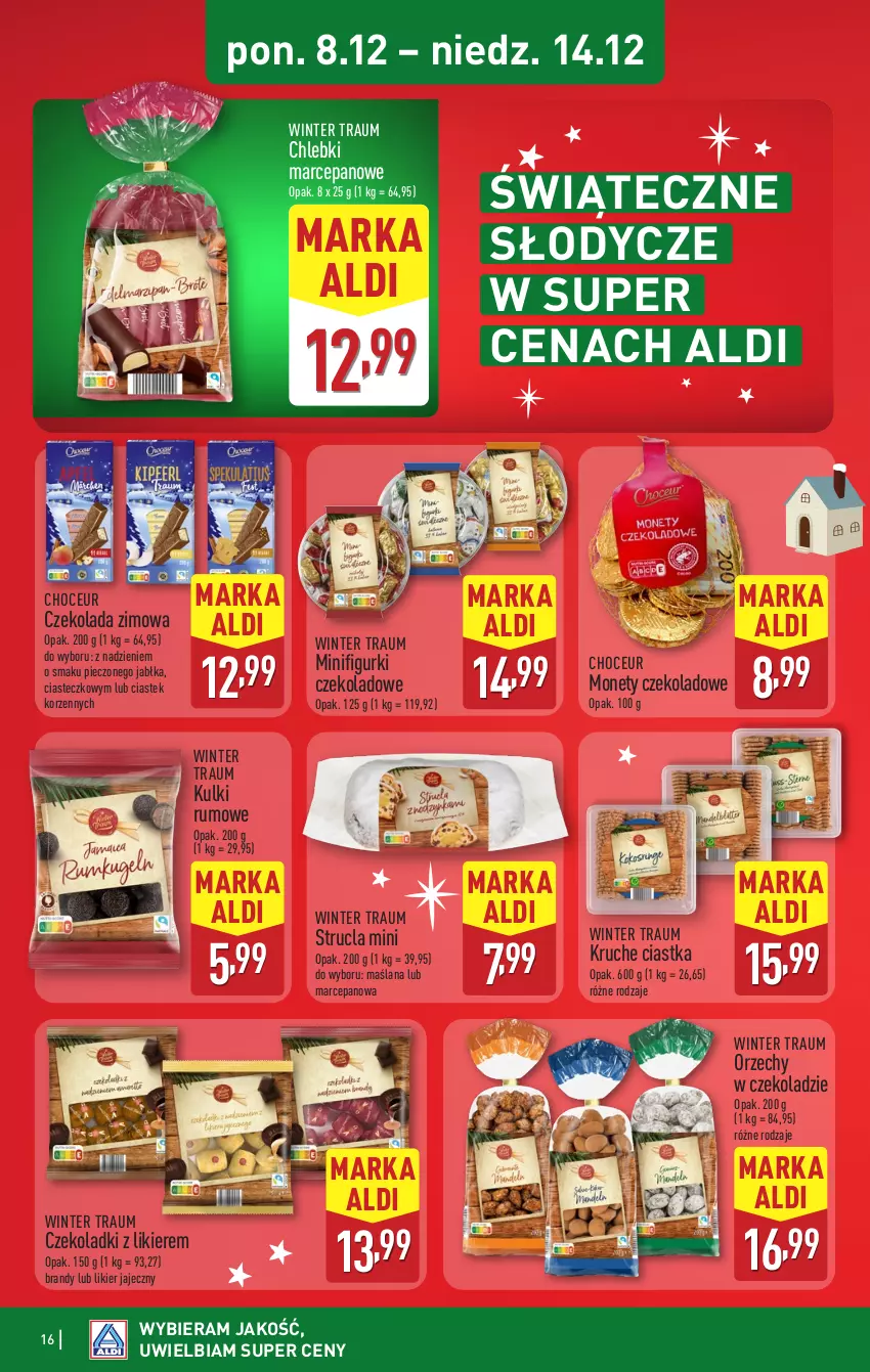 Gazetka promocyjna Aldi - Pełna oferta - ważna 08.12 do 14.12.2025 - strona 16 - produkty: Brandy, Chleb, Ciastka, Czekolada, Jabłka, LANA, Likier, Likier jajeczny, Orzechy w czekoladzie, Piec, Rum, Stek, Strucla