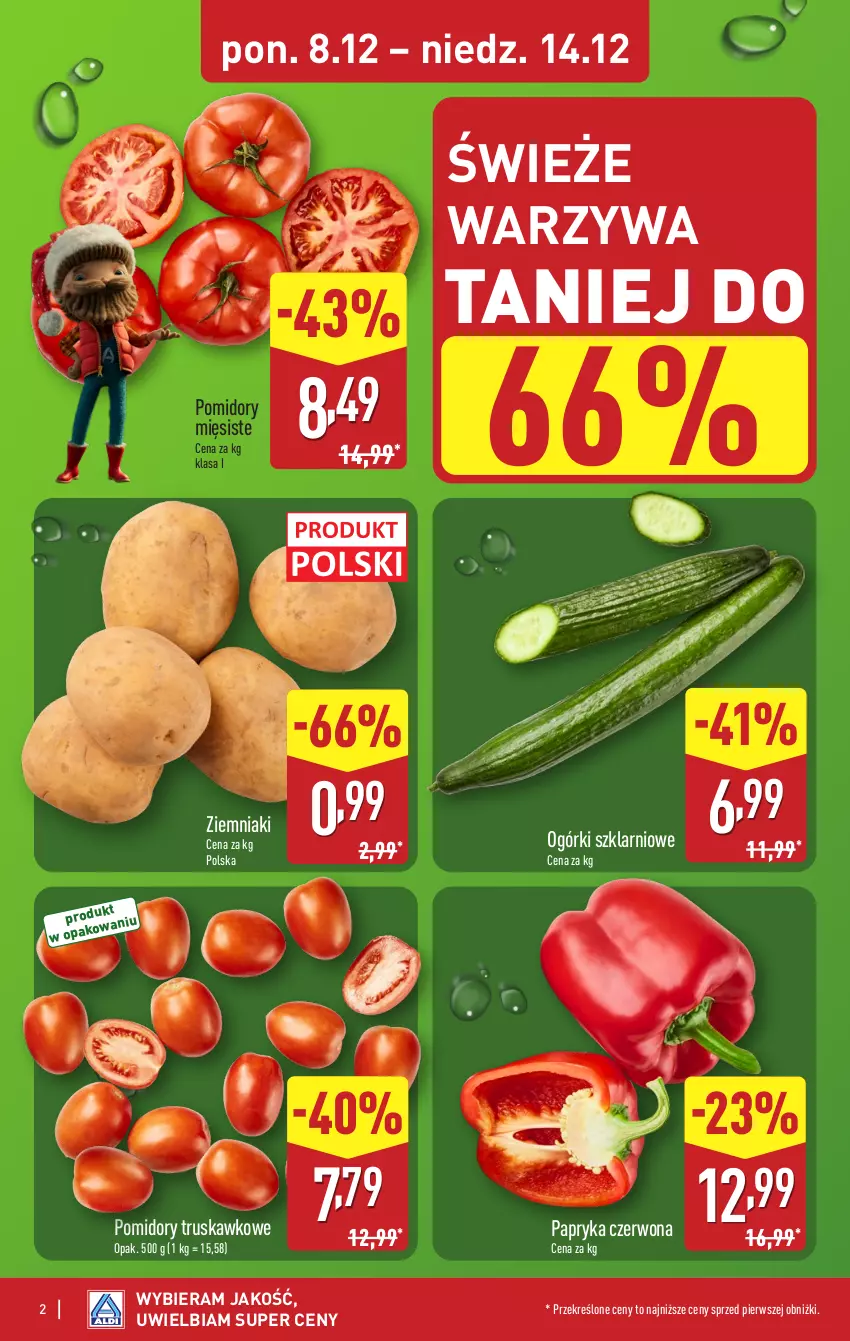 Gazetka promocyjna Aldi - Pełna oferta - ważna 08.12 do 14.12.2025 - strona 2 - produkty: Papryka, Papryka czerwona, Pomidory, Warzywa, Ziemniaki