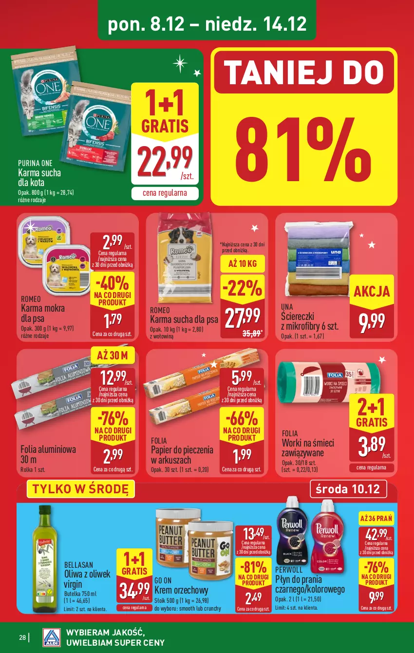 Gazetka promocyjna Aldi - Pełna oferta - ważna 08.12 do 14.12.2025 - strona 28 - produkty: Bell, Bella, Folia aluminiowa, Gin, Gra, Krem orzechowy, Oliwa z oliwek, Papier, Papier do pieczenia, Perwoll, Piec, Płyn do prania, Pur, Purina, Worki na śmiec, Worki na śmieci