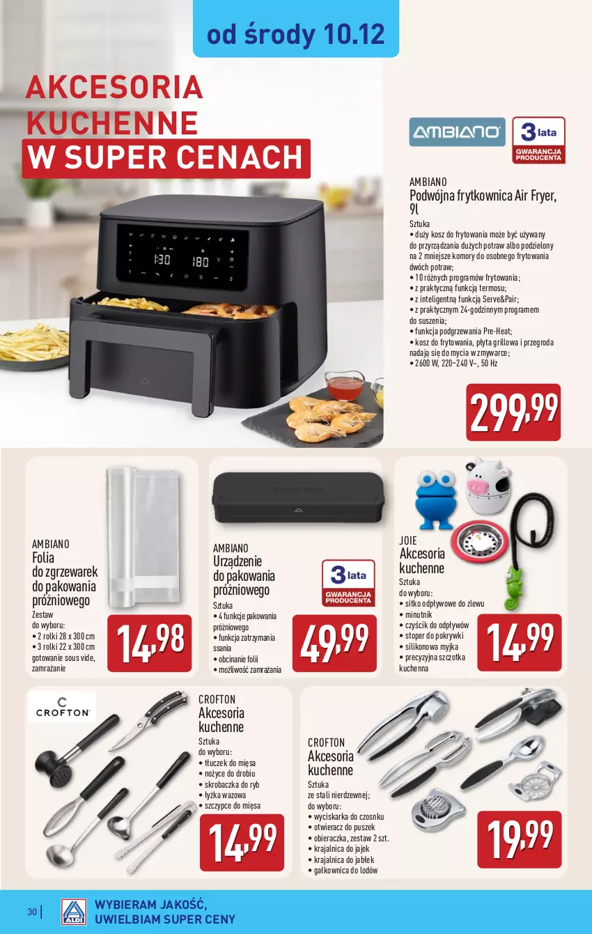 Gazetka promocyjna Aldi - Pełna oferta - ważna 08.12 do 14.12.2025 - strona 30 - produkty: Gra, Grill, Intel, Kosz, Noż, Nożyce, Obieraczka, Otwieracz, Płyta, Rolki, Ser, Silikonowa myjka, Sitko, Skrobaczka, Szczotka, Szczypce, Termos, Tłuczek, Top, Wyciskarka, Zlew