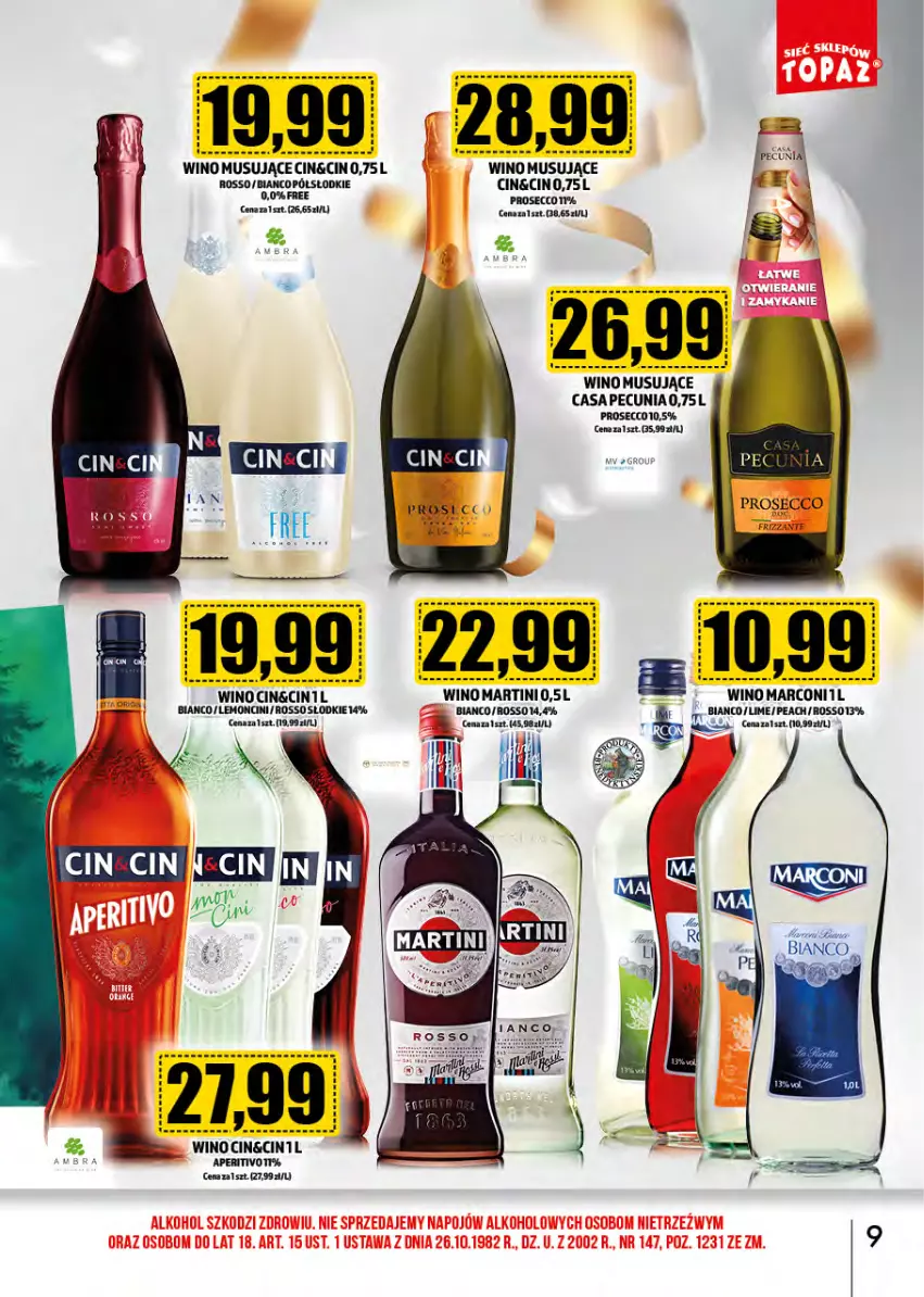 Gazetka promocyjna Topaz - Gazetka - ważna 01.01 do 31.01.2025 - strona 9 - produkty: Martini, Mus, Prosecco, Wino, Wino musujące