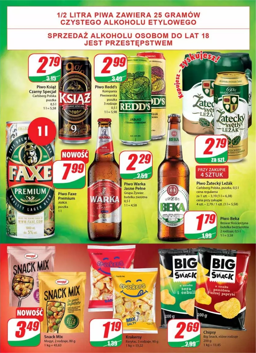 Gazetka promocyjna Dino - Gazetka - ważna 06.10 do 12.10.2021 - strona 15 - produkty: Carlsberg, Fa, Krakersy, Piwo, Warka