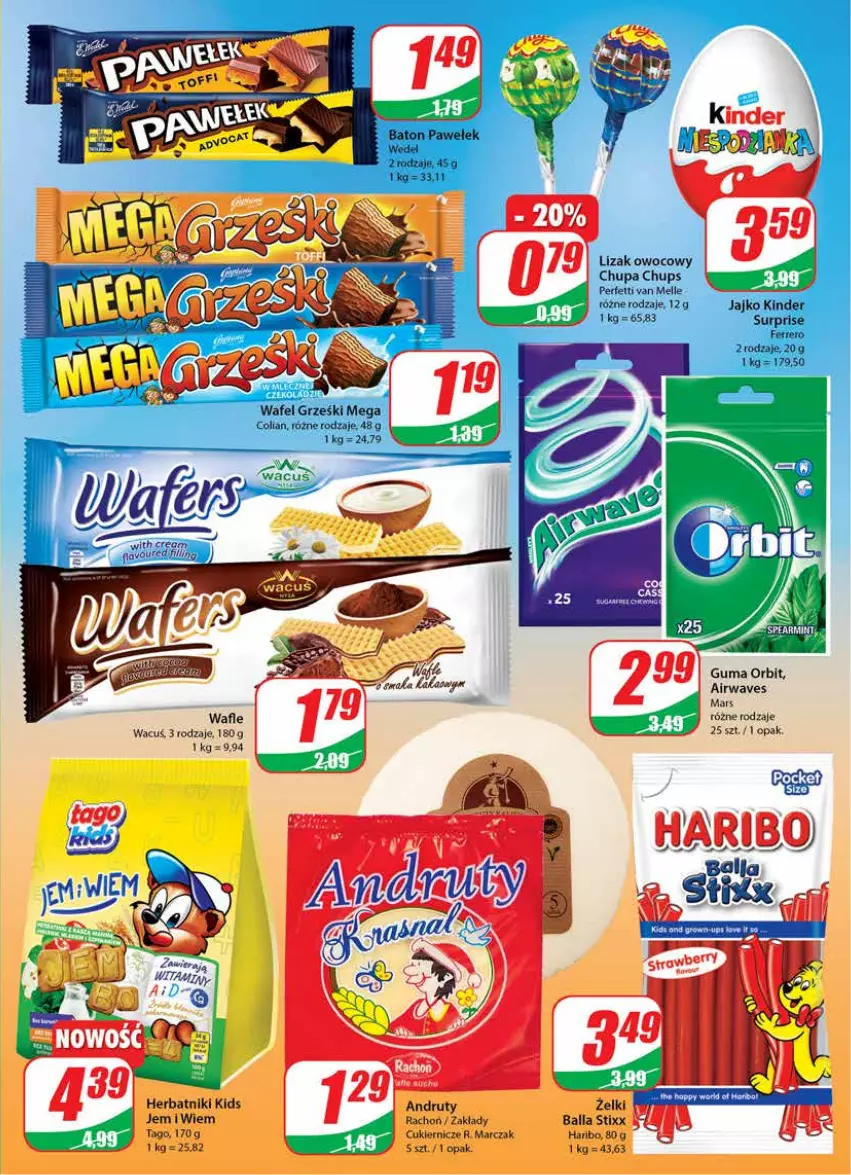 Gazetka promocyjna Dino - Gazetka - ważna 06.10 do 12.10.2021 - strona 3 - produkty: Baton, Chupa Chups, Cukier, Ferrero, Grześki, Haribo, Herbatniki, Kinder, Mars, Orbit, Tago