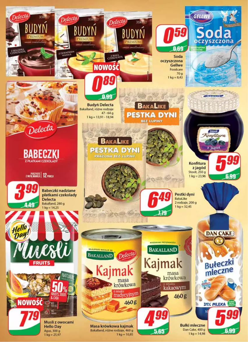 Gazetka promocyjna Dino - Gazetka - ważna 06.10 do 12.10.2021 - strona 6 - produkty: Babeczki, Bakalland, Budyń, Dan Cake, Delecta, Konfitura, LG, Masa krówkowa, Mus, Pestki dyni, Soda oczyszczona