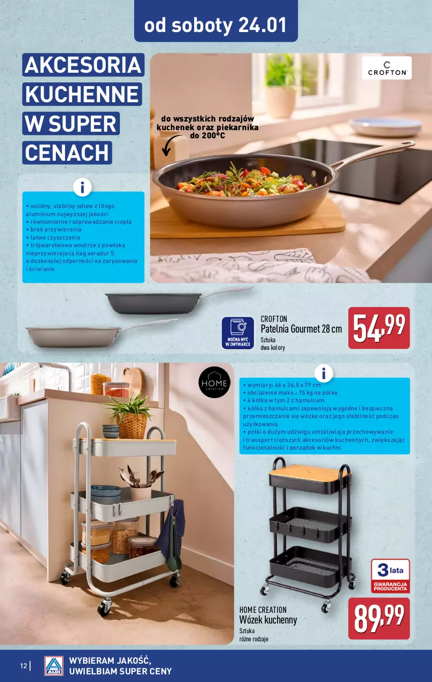 Gazetka promocyjna Aldi - Artykuły przemysłowe i tekstylia - ważna 21.01 do 24.01.2026 - strona 12 - produkty: Dźwig, Patelnia, Piec, Piekarnik, Por, Sport, Tran, Wózek