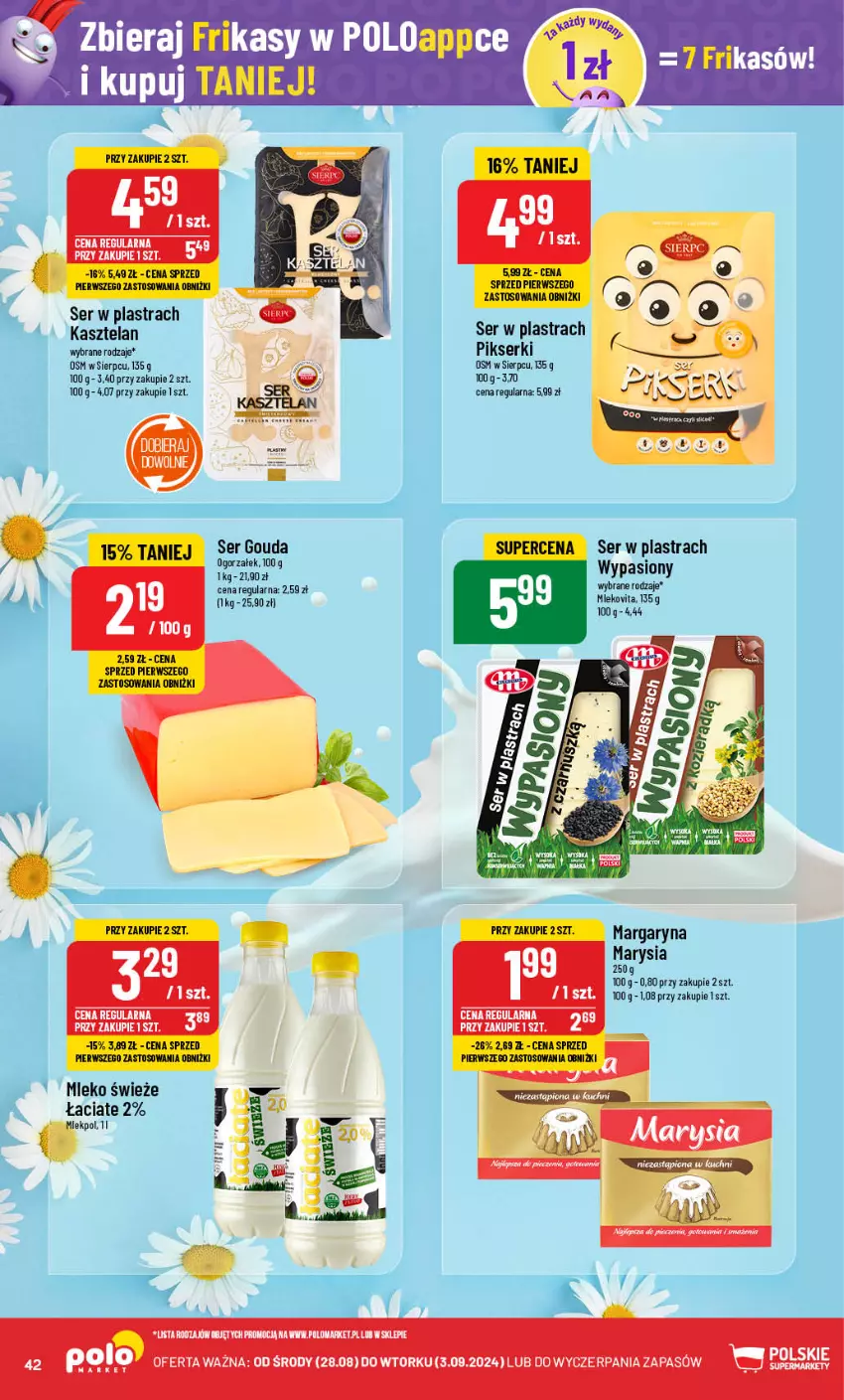 Gazetka promocyjna PoloMarket - Gazetka pomocyjna - ważna 28.08 do 03.09.2024 - strona 42 - produkty: Fa, Gouda, Kasztelan, Margaryna, Mleko, Mlekovita, Ser