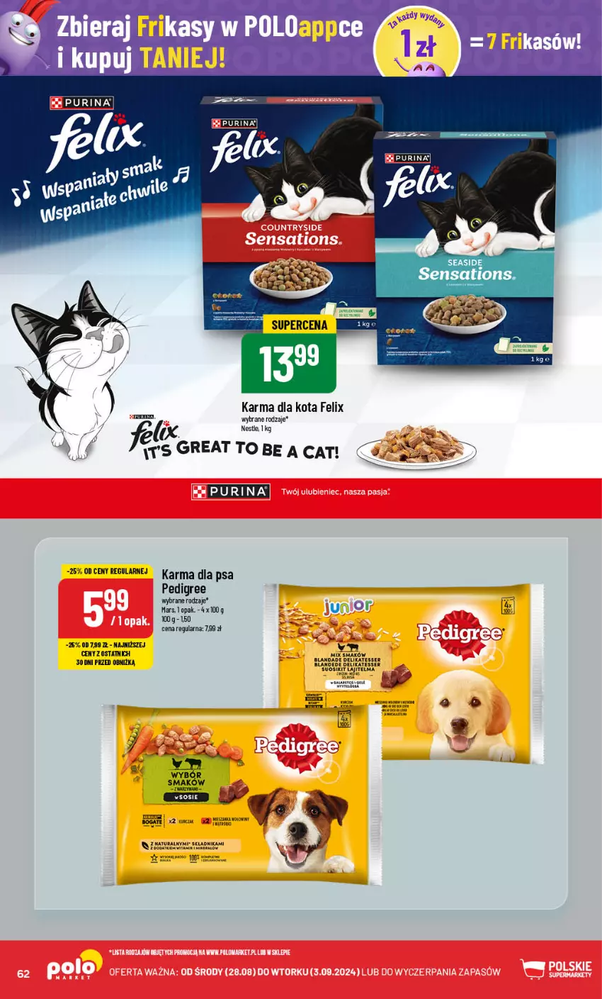 Gazetka promocyjna PoloMarket - Gazetka pomocyjna - ważna 28.08 do 03.09.2024 - strona 62 - produkty: Felix, Mars, Pedigree, Pur, Purina, Sati, Ser