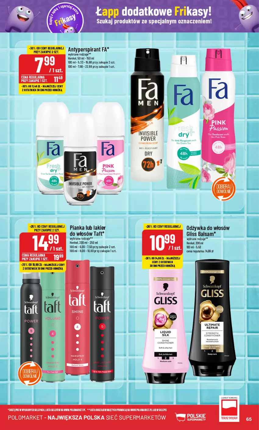 Gazetka promocyjna PoloMarket - Gazetka pomocyjna - ważna 28.08 do 03.09.2024 - strona 65 - produkty: Antyperspirant, Fa, Lakier, Odżywka, Schwarzkopf, Taft, Tera