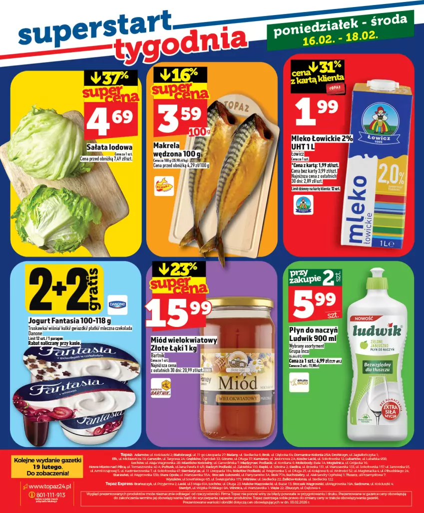 Gazetka promocyjna Topaz - Gazetka - ważna 12.02 do 18.02.2026 - strona 28 - produkty: Bielska, Body, Czekolada, Danone, Fa, Fanta, Jogurt, KOBO, LANA, Ludwik, Ogród, Podlaski, Top, Tusz