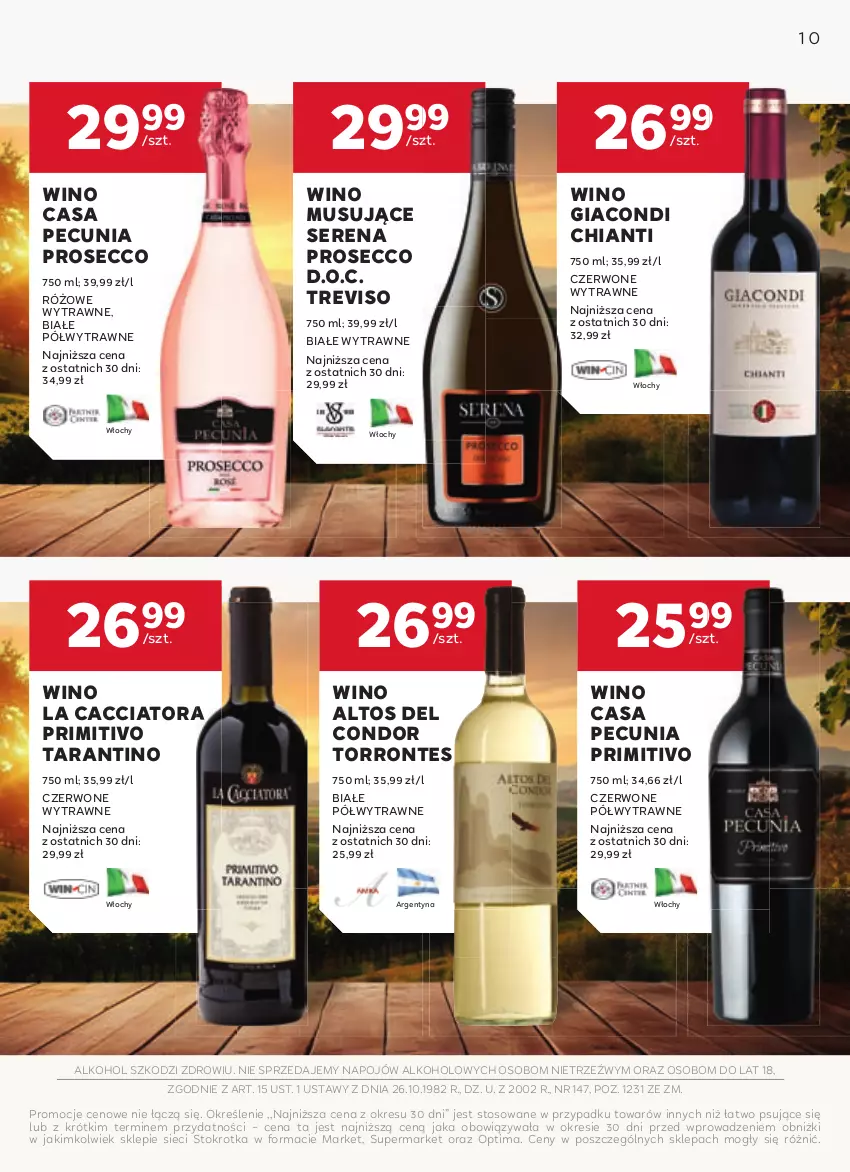 Gazetka promocyjna Stokrotka - Oferta alkoholowa - ważna 10.10 do 06.11.2024 - strona 10 - produkty: Chia, Chianti, Mus, Optima, Prosecco, Ser, Wino, Wino musujące