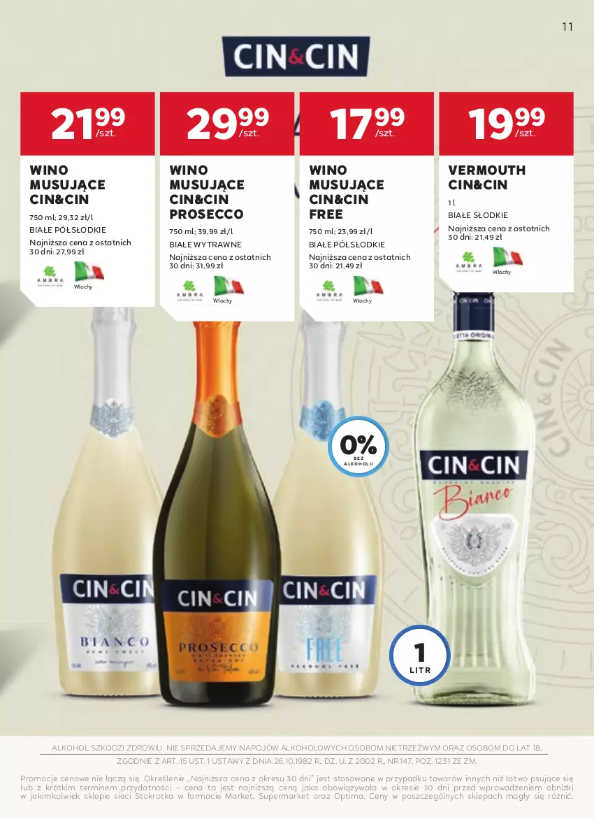 Gazetka promocyjna Stokrotka - Oferta alkoholowa - ważna 10.10 do 06.11.2024 - strona 11 - produkty: Mus, Optima, Prosecco, Vermouth, Wino, Wino musujące