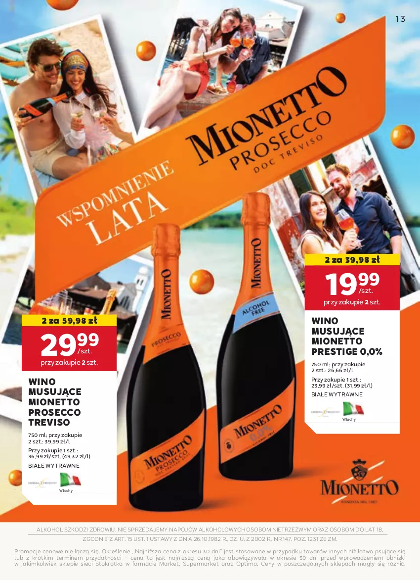 Gazetka promocyjna Stokrotka - Oferta alkoholowa - ważna 10.10 do 06.11.2024 - strona 13 - produkty: Mionetto, Mus, Optima, Prosecco, Wino, Wino musujące