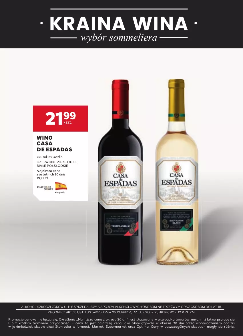 Gazetka promocyjna Stokrotka - Oferta alkoholowa - ważna 10.10 do 06.11.2024 - strona 18 - produkty: Optima, Wino