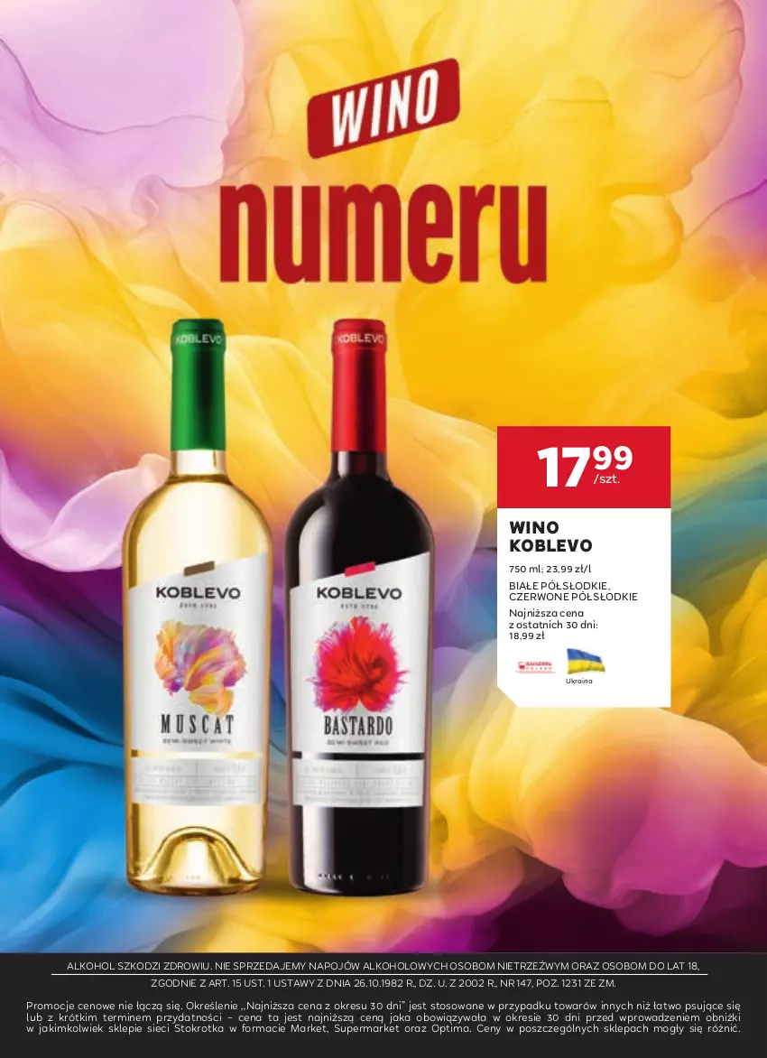 Gazetka promocyjna Stokrotka - Oferta alkoholowa - ważna 10.10 do 06.11.2024 - strona 19 - produkty: Optima, Wino