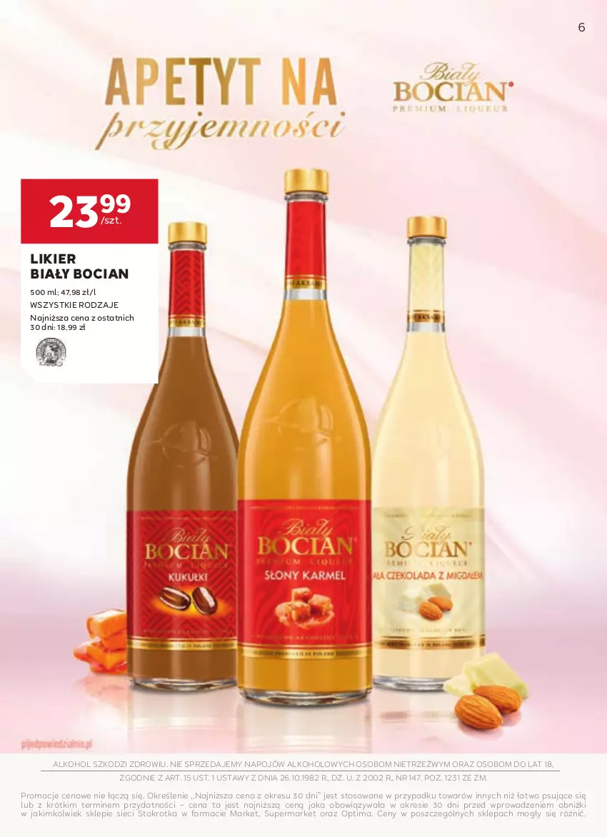 Gazetka promocyjna Stokrotka - Oferta alkoholowa - ważna 10.10 do 06.11.2024 - strona 6 - produkty: Biały Bocian, Likier, Optima