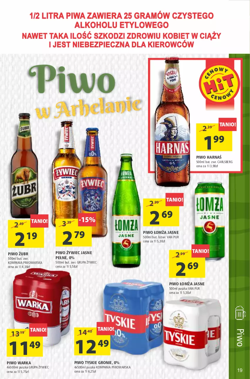 Gazetka promocyjna Arhelan - Dobry tydzień - ważna 29.01 do 07.02.2021 - strona 19 - produkty: Carlsberg, Gra, Harnaś, Piec, Piwa, Piwo, Pur, Tyskie, Warka