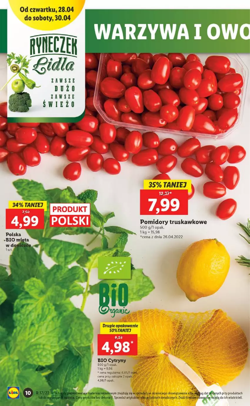 Gazetka promocyjna Lidl - GAZETKA - ważna 28.04 do 30.04.2022 - strona 10 - produkty: Mięta, Pomidory